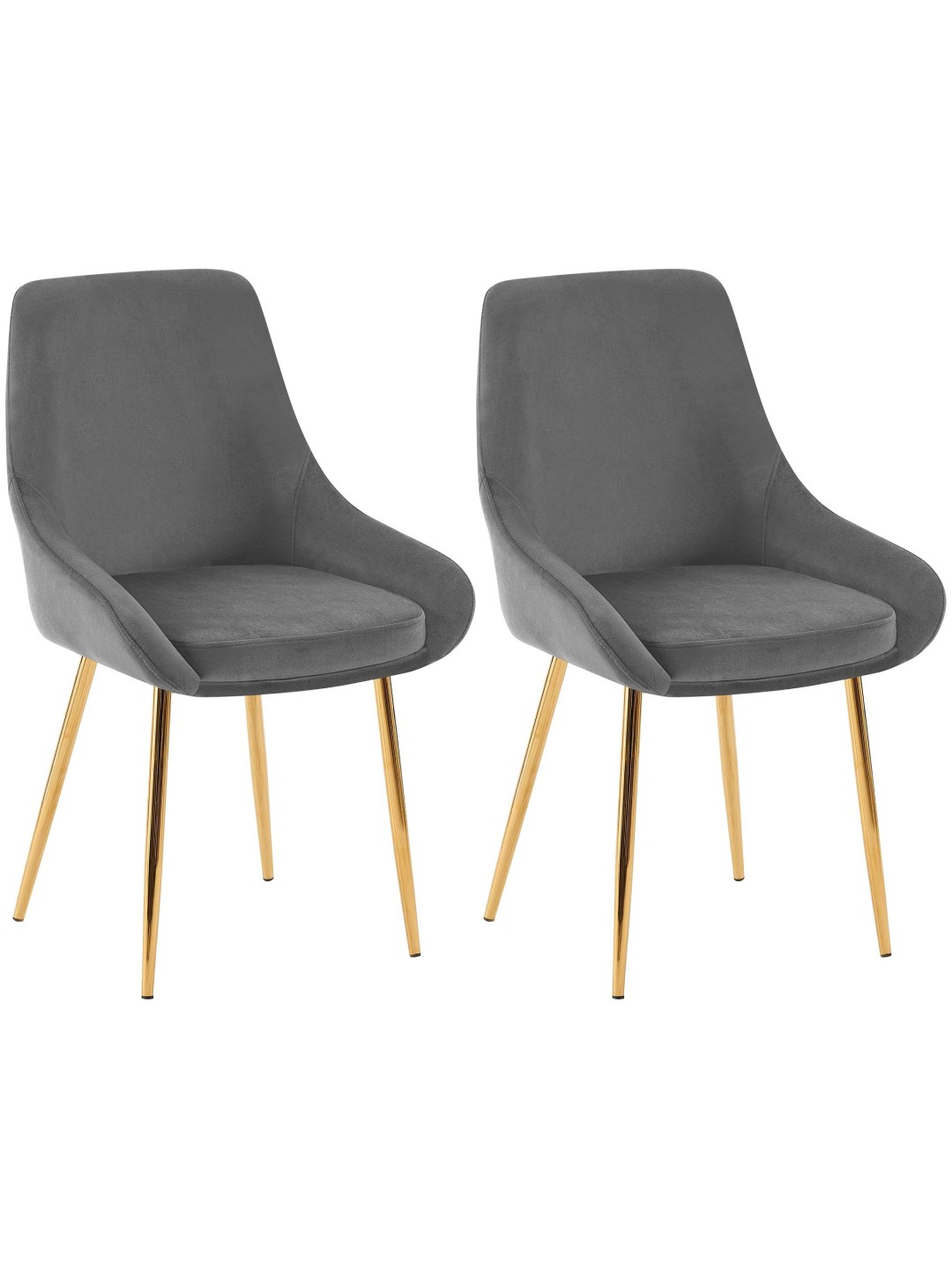 Set van 2 eetkamerstoelen Elmira fluweel goud, donkergrijs