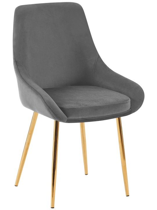 Set van 2 eetkamerstoelen Elmira fluweel goud, donkergrijs