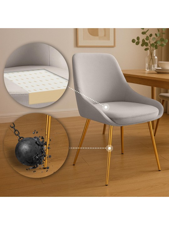 Set van 2 eetkamerstoelen Elmira fluweel goud, grijs