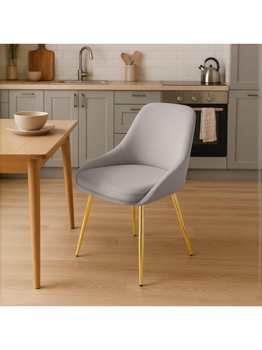 Set van 2 eetkamerstoelen Elmira fluweel goud, grijs