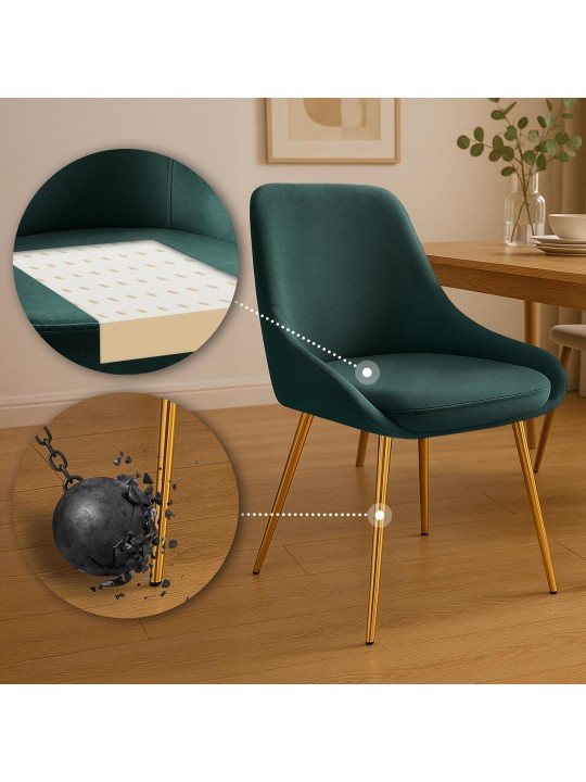 Set van 2 eetkamerstoelen Elmira fluweel goud, groen