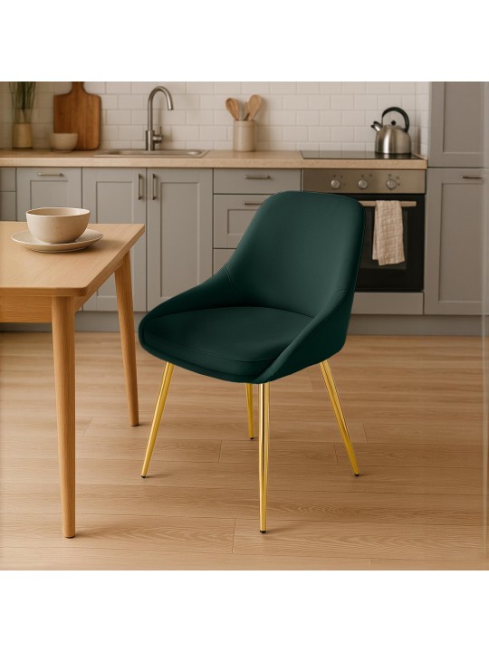 Set van 2 eetkamerstoelen Elmira fluweel goud, groen