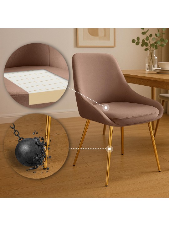 Set van 2 eetkamerstoelen Elmira fluweel goud, bruin