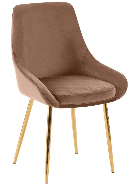 Set van 2 eetkamerstoelen Elmira fluweel goud, bruin