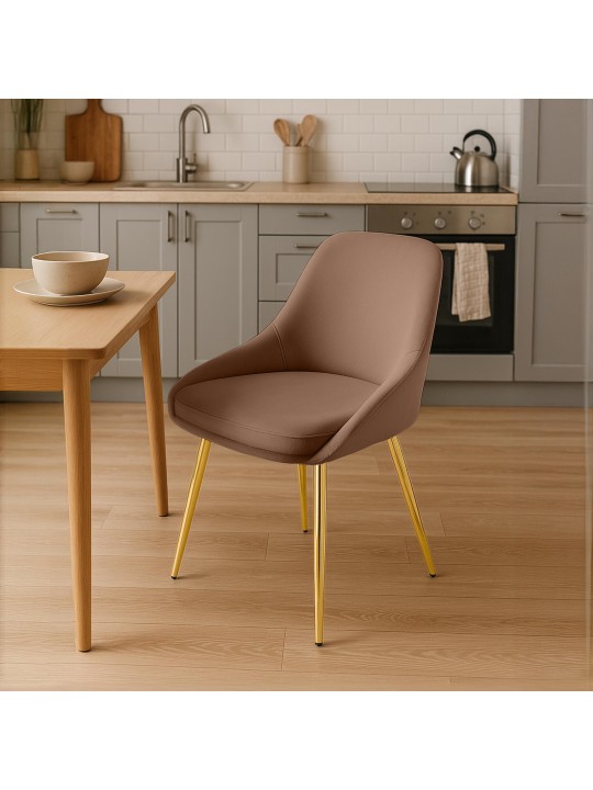 Set van 2 eetkamerstoelen Elmira fluweel goud, bruin