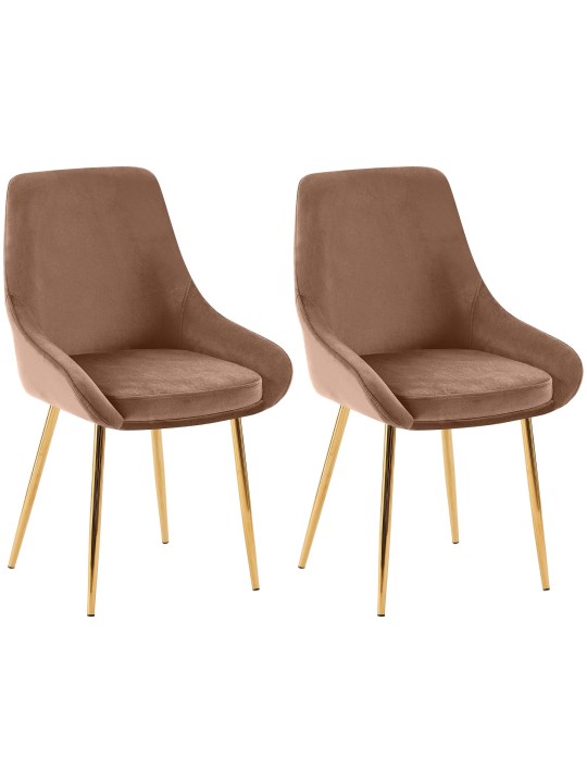Set van 2 eetkamerstoelen Elmira fluweel goud, bruin