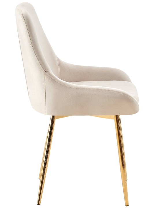 Set van 2 eetkamerstoelen Elmira fluweel goud, crème
