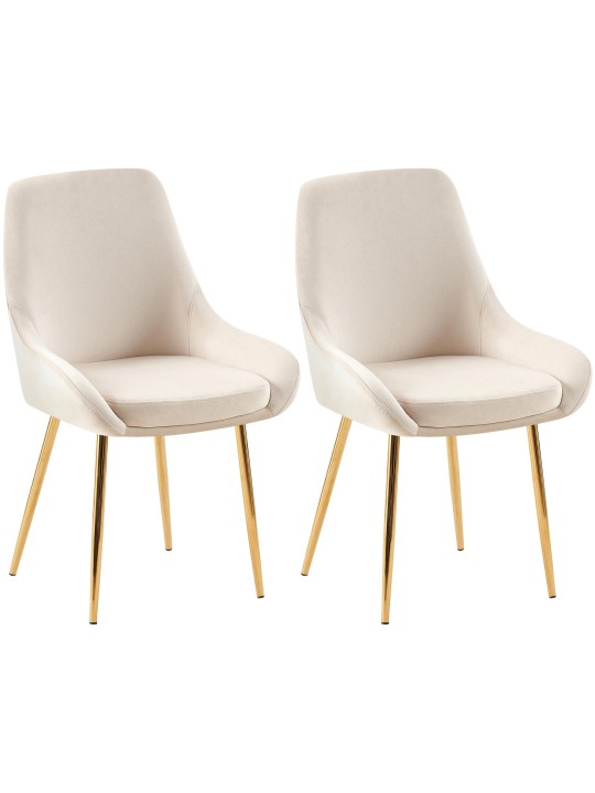 Set van 2 eetkamerstoelen Elmira fluweel goud, crème