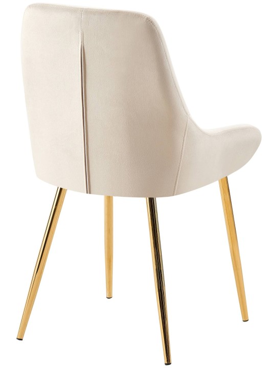 Set van 2 eetkamerstoelen Elmira fluweel goud, crème