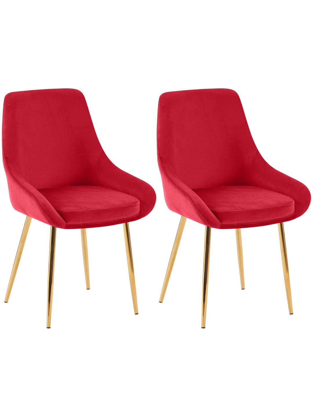 Set van 2 eetkamerstoelen Elmira fluweel goud, rood