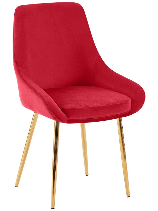 Set van 2 eetkamerstoelen Elmira fluweel goud, rood
