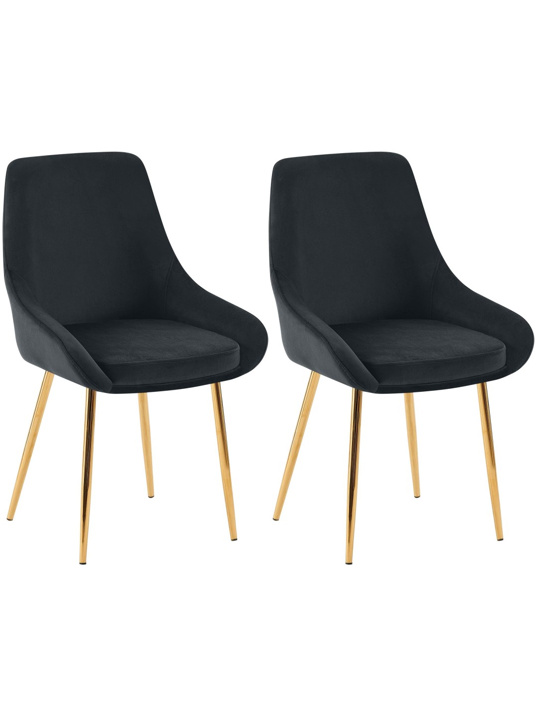 Set van 2 eetkamerstoelen Elmira fluweel goud, zwart