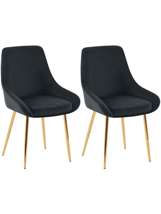 Set van 2 eetkamerstoelen Elmira fluweel goud, zwart