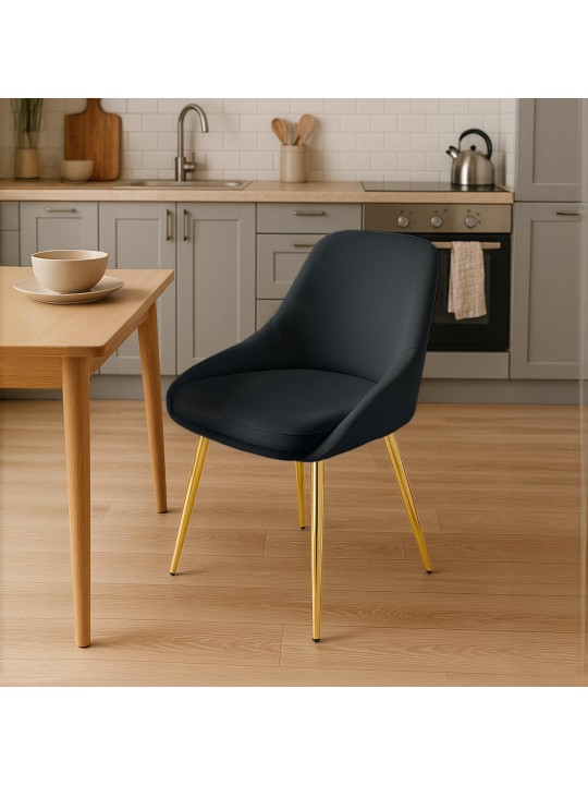 Set van 2 eetkamerstoelen Elmira fluweel goud, zwart