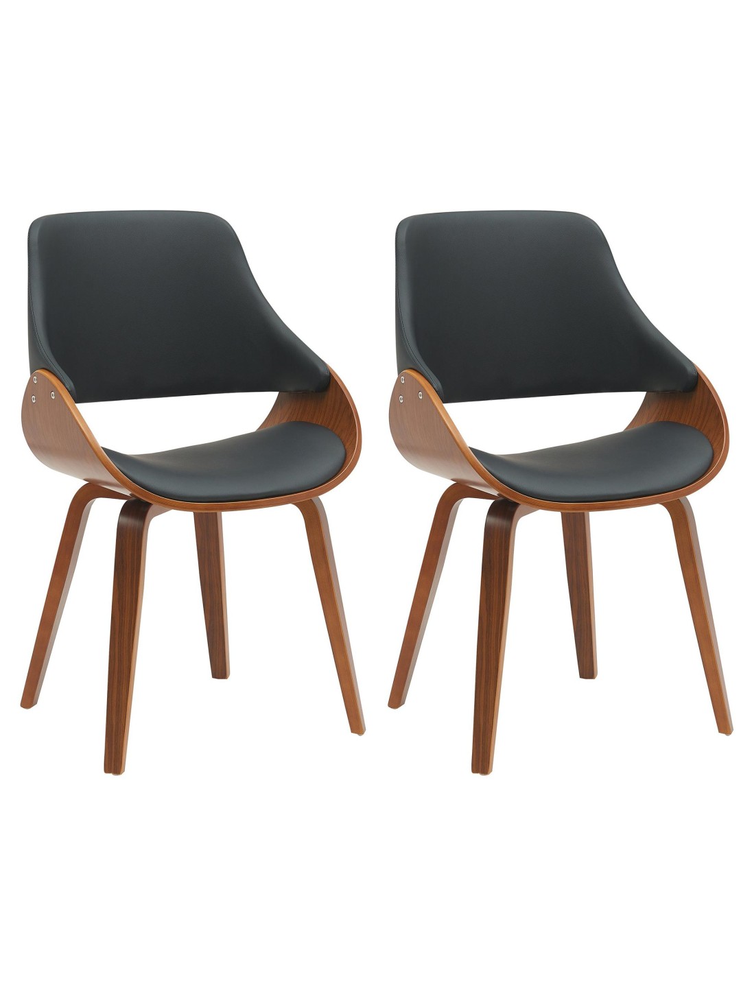 Set van 2 eetkamerstoelen Vangale, walnoot/zwart