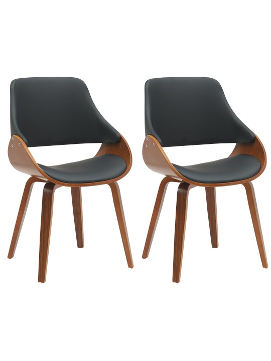 Set van 2 eetkamerstoelen Vangale, walnoot/zwart