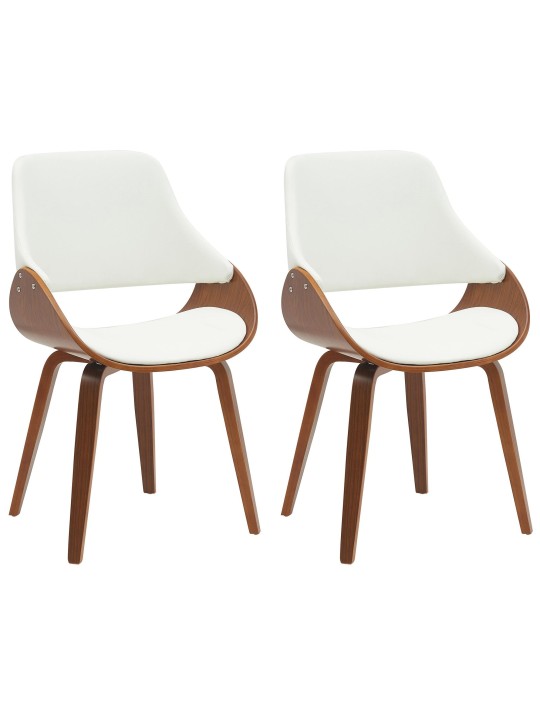 Set van 2 eetkamerstoelen Vangale, walnoot/wit