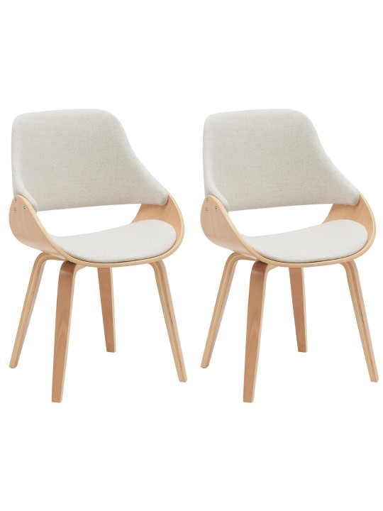 Set van 2 eetkamerstoelen Vangale, naturel/crème