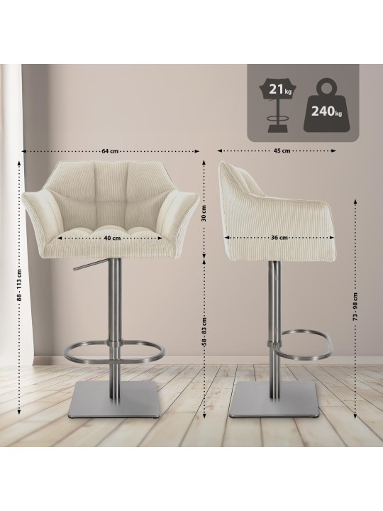 Barkruk Damaso E Cord, crème Barkruk Damaso E Cord, crème