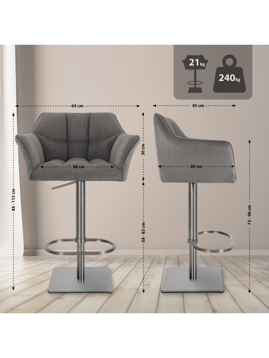 Barkruk Damaso E Cord, taupe Barkruk Damaso E Cord, taupe