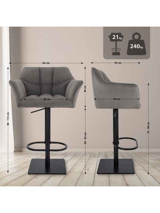 Barkruk Damaso B Cord, taupe Barkruk Damaso B Cord, taupe
