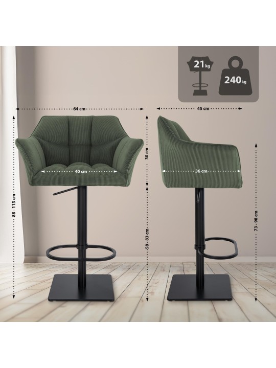Barkruk Damaso B Cord, groen Barkruk Damaso B Cord, groen