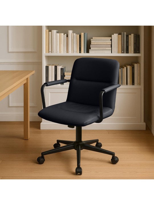 Bureaustoel Hilda echt leer, zwart