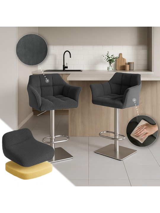 Barkruk Damaso E Cord, donkergrijs Barkruk Damaso E Cord, donkergrijs