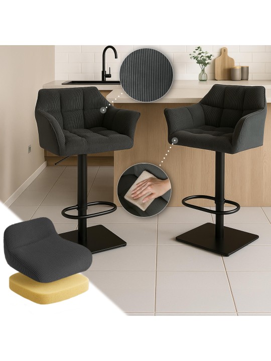 Barkruk Damaso B Cord, donkergrijs