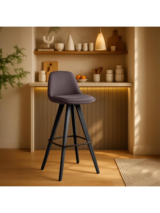 Set van 2 barkrukken Corbin stof vierkant, bruin