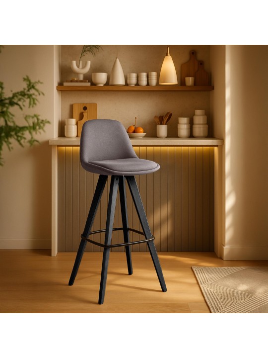 Set van 2 barkrukken Corbin stof vierkant, taupe