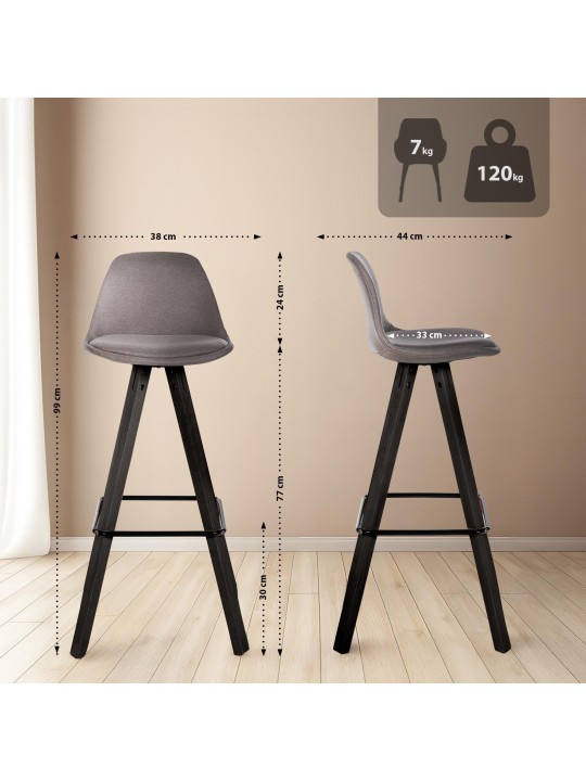 Set van 2 barkrukken Corbin stof vierkant, taupe