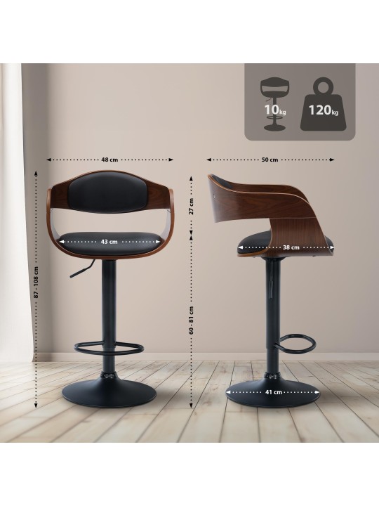 Set van 2 barkrukken Kingston B kunstleer, walnoot/zwart