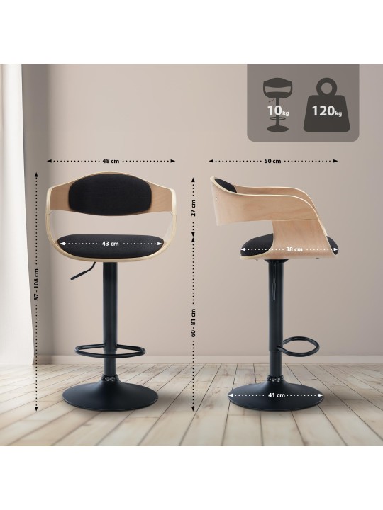 Set van 2 barkrukken Kingston B stof, naturel/zwart