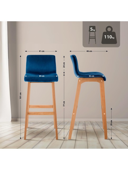 Barkruk Hoover Velvet Natura, blauw