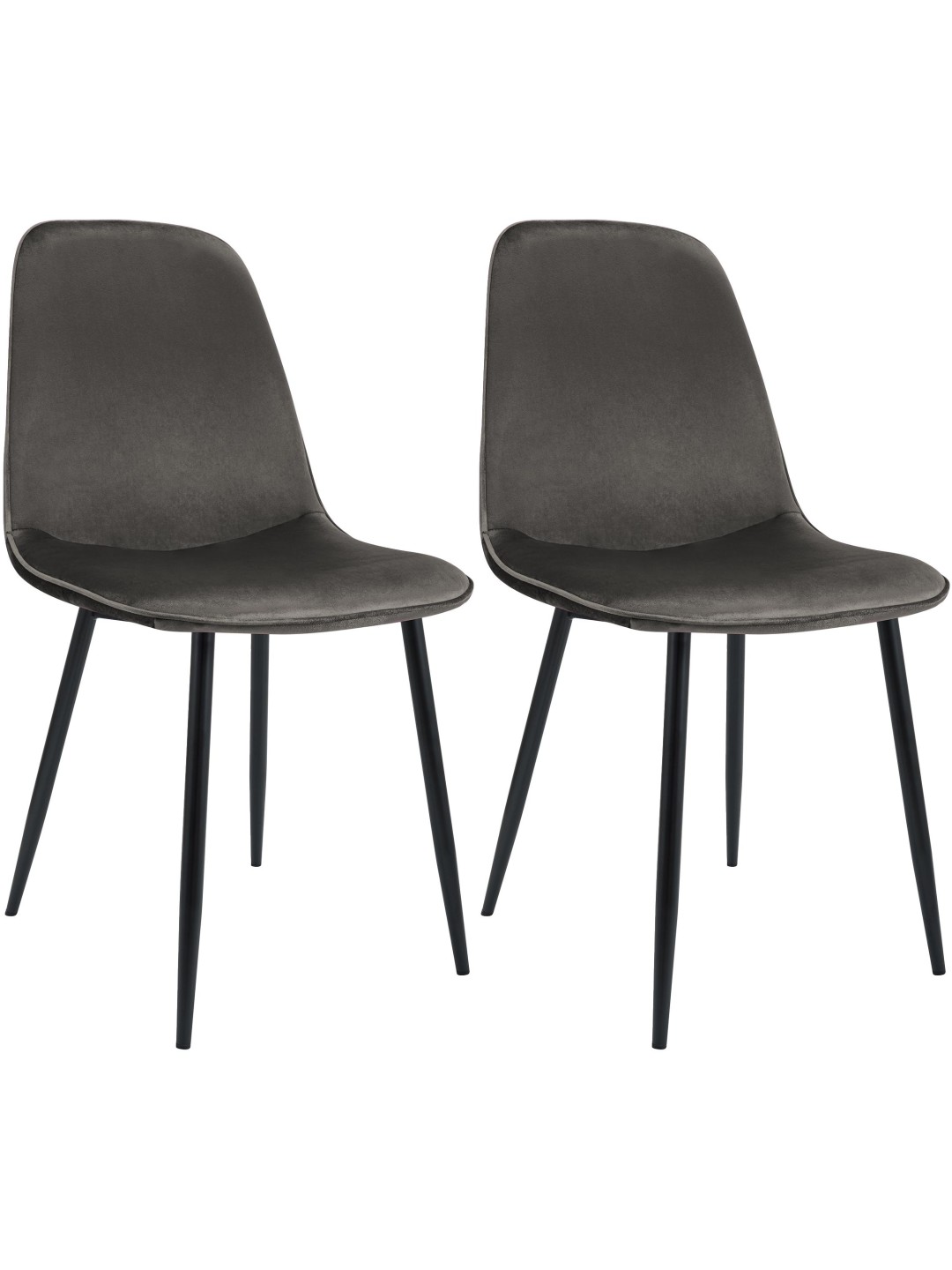 Set van 2 Maryam fluwelen eetkamerstoelen, antraciet