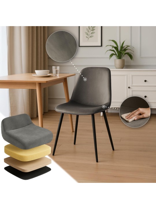 Set van 2 Maryam fluwelen eetkamerstoelen, antraciet