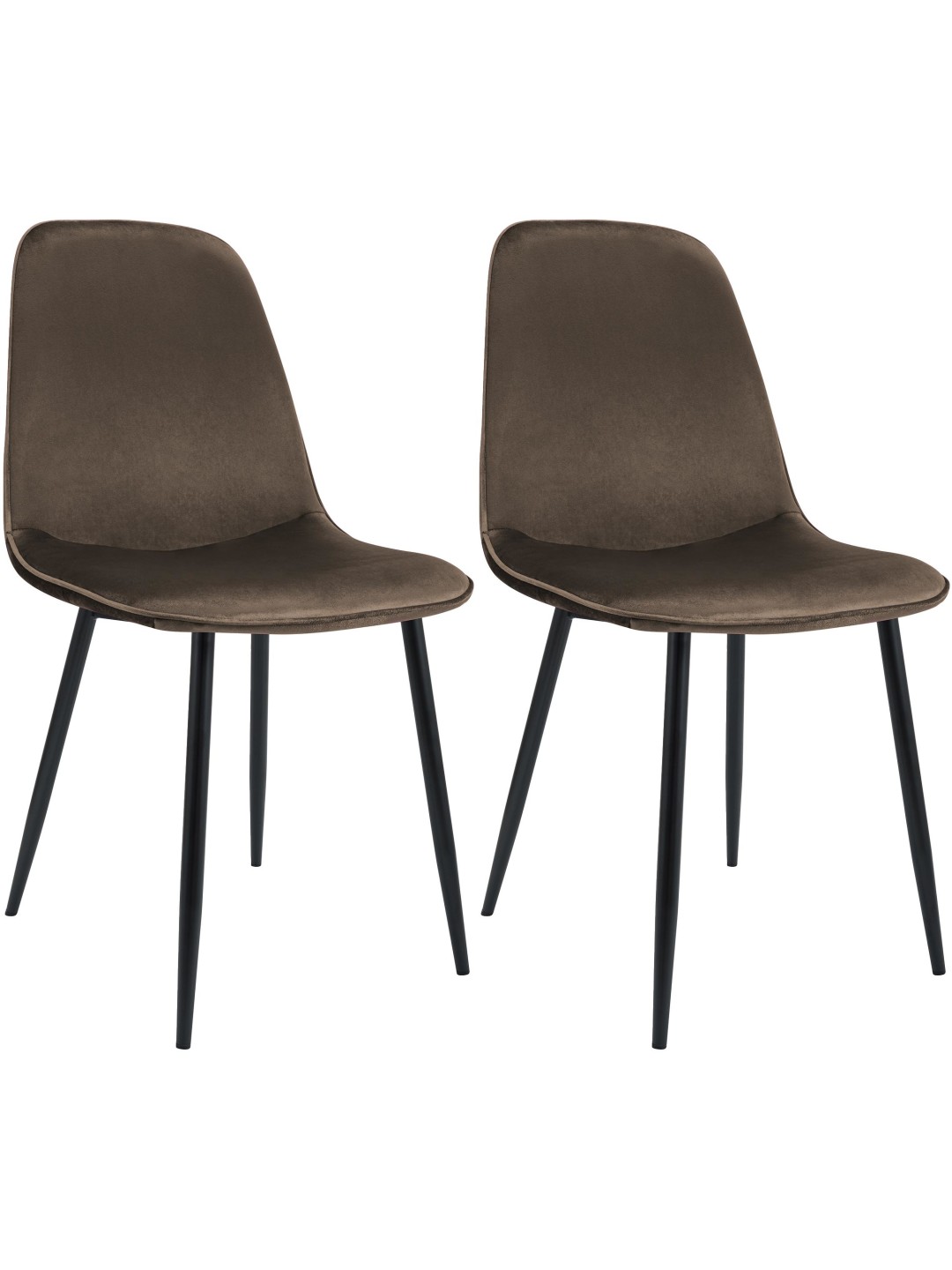 Set van 2 Maryam fluwelen eetkamerstoelen, bruin