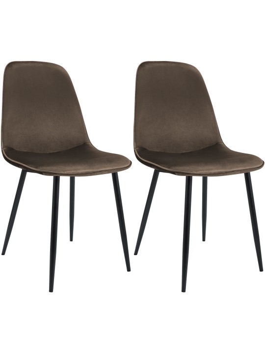 Set van 2 Maryam fluwelen eetkamerstoelen, bruin