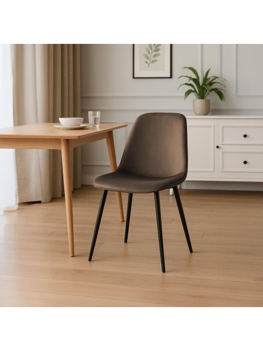 Set van 2 Maryam fluwelen eetkamerstoelen, bruin
