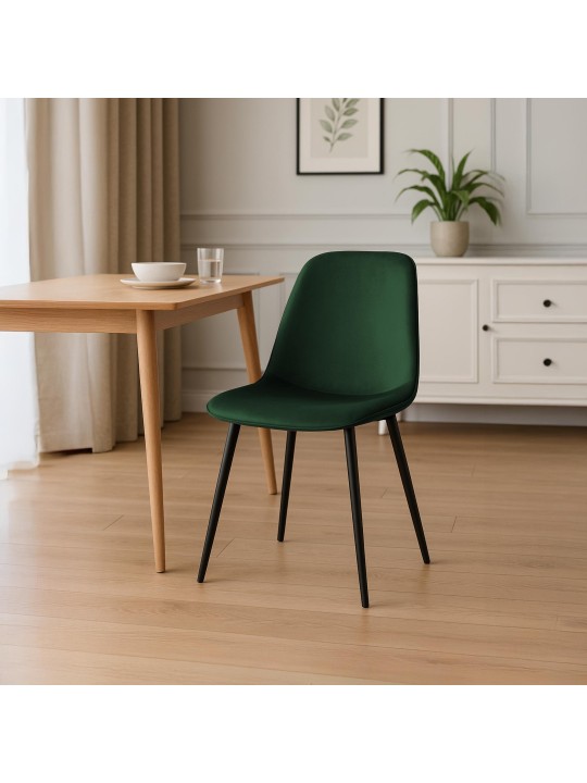 Set van 2 Maryam fluwelen eetkamerstoelen, groen