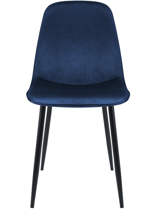 Set van 2 Maryam fluwelen eetkamerstoelen, donkerblauw