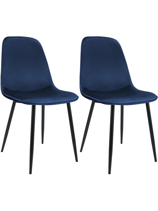 Set van 2 Maryam fluwelen eetkamerstoelen, donkerblauw