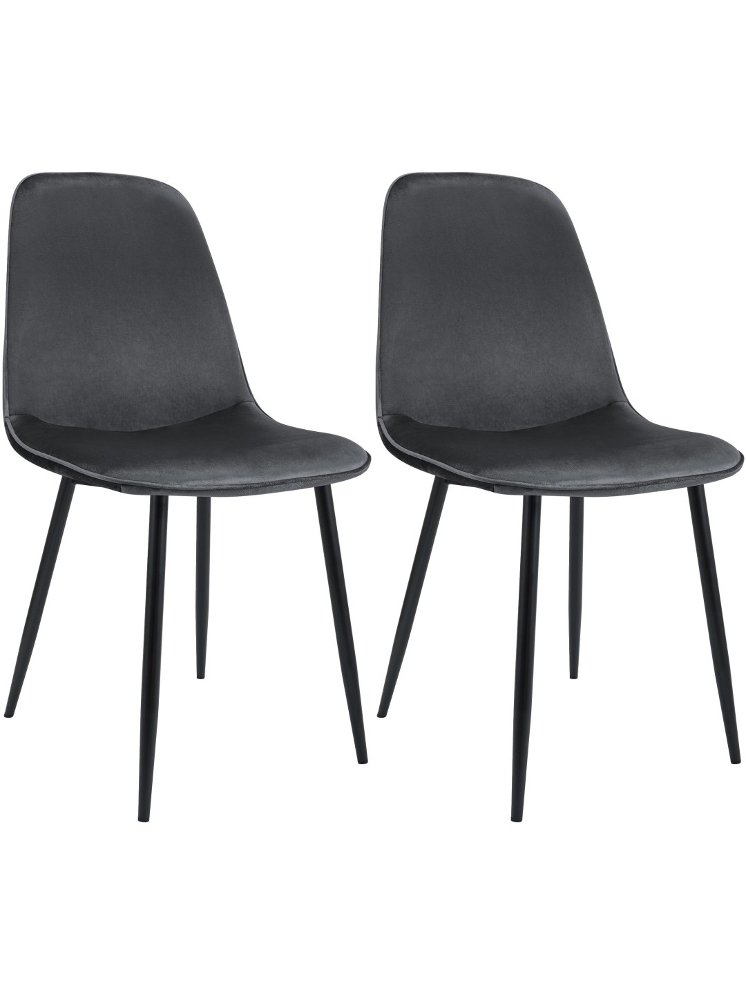 Set van 2 Maryam fluwelen eetkamerstoelen, donkergrijs