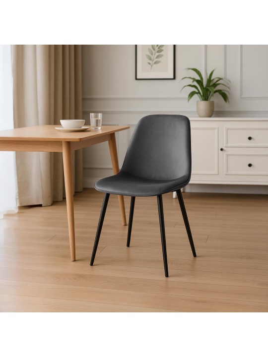Set van 2 Maryam fluwelen eetkamerstoelen, donkergrijs