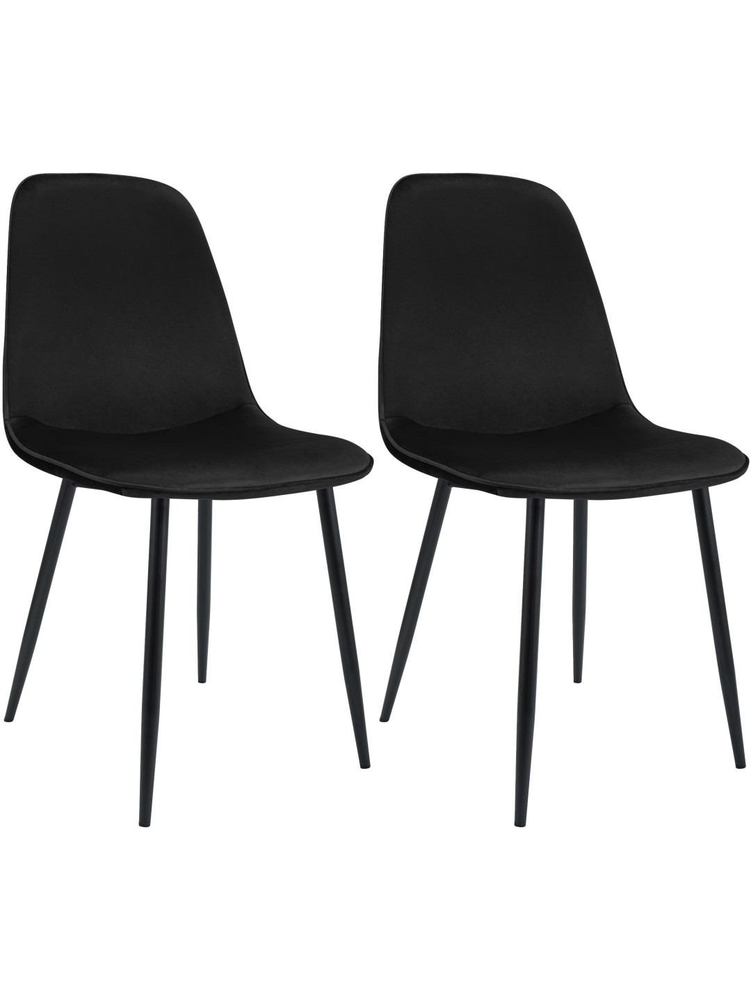 Set van 2 Maryam fluwelen eetkamerstoelen, zwart