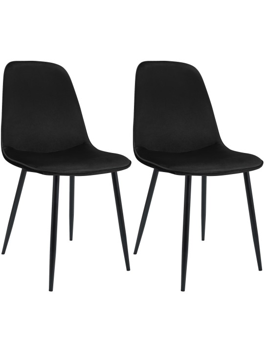 Set van 2 Maryam fluwelen eetkamerstoelen, zwart