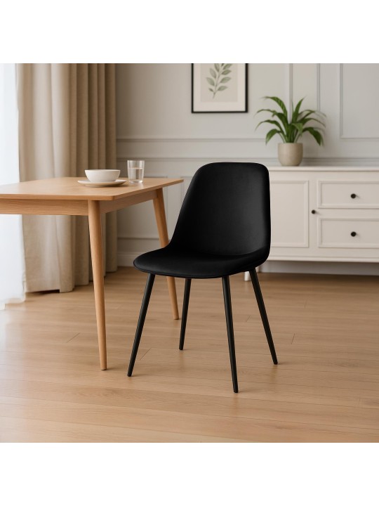 Set van 2 Maryam fluwelen eetkamerstoelen, zwart