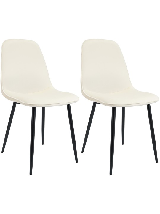 Set van 2 Maryam fluwelen eetkamerstoelen, crème