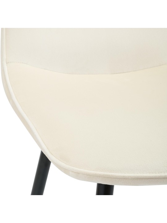 Set van 2 Maryam fluwelen eetkamerstoelen, crème